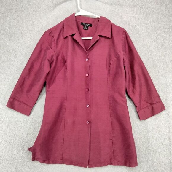 Karen Kane Lifestyle Pant Suit Set Size 4 Pant Size Small Blazer 100% Silk Red - Picture 4 of 16